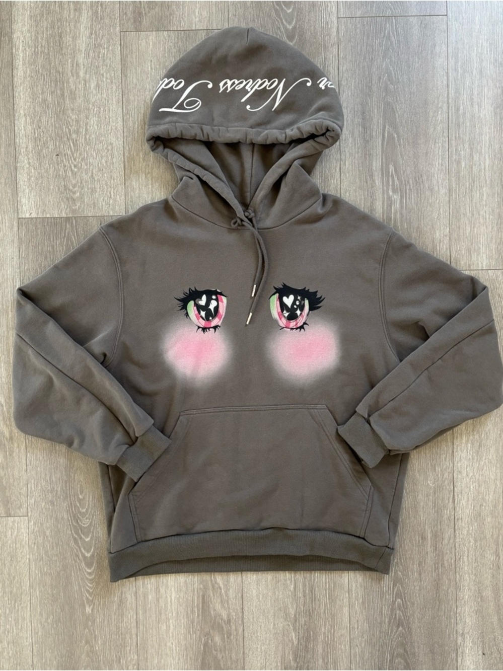 Rare No Dress Exclusive Gray Hoodie Twinkle Eyes “Yes Or Nodress Today?”Sz Small